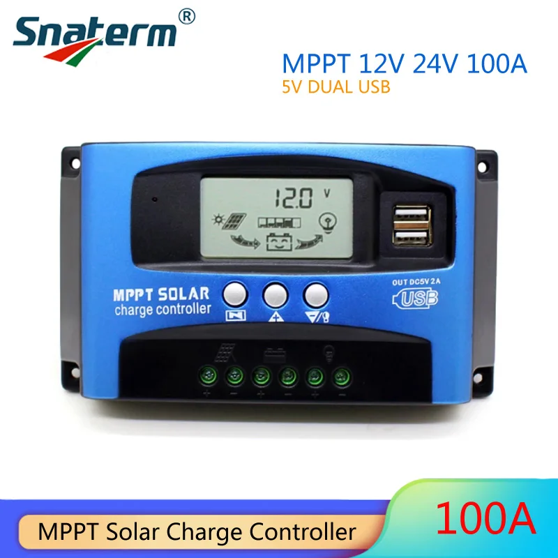 controlador de carga solar doble USB 12 V/24 V Controlador de carga solar de 40 A regulador solar con pantalla LCD 