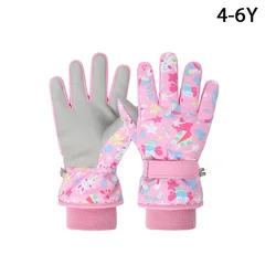 Premium Waterproof Kids' Ski Mittens - Warm & Thick Winter Gloves (4-6Y Pink)