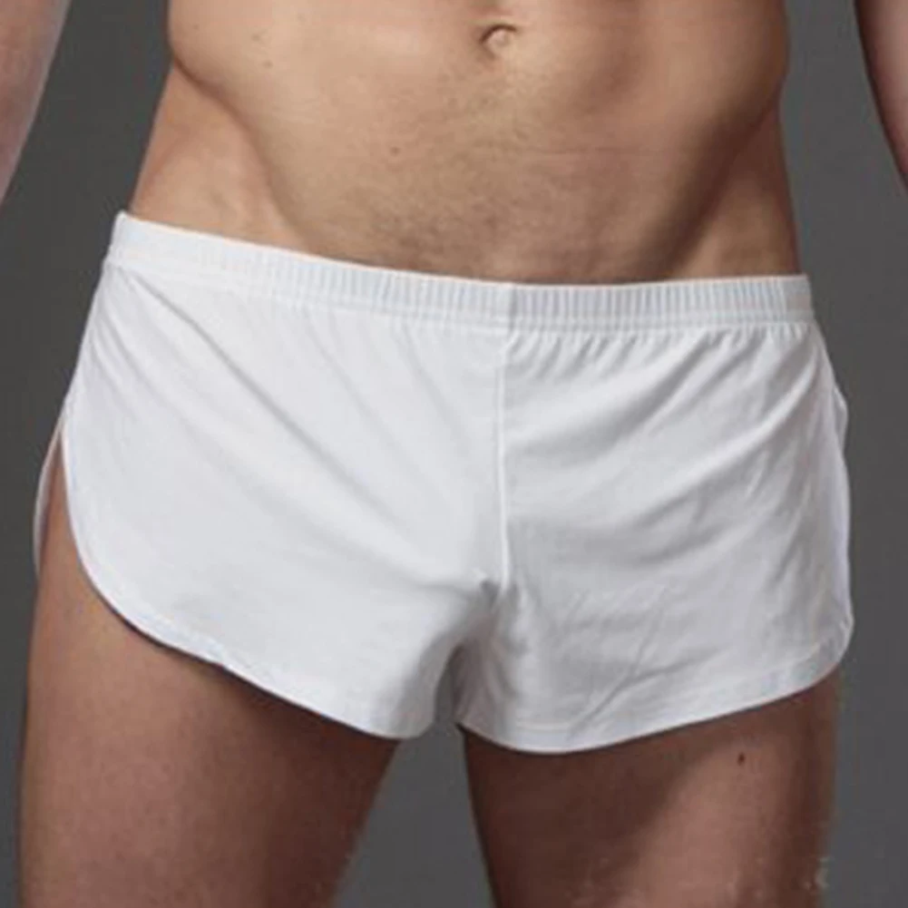 

2022Low Rise Shorts Man Elastic Waistband Underpants Shorts Sportswear Pajamas Side Split Underwear Shorts Panties трусы мужские