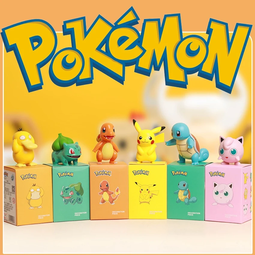 Figuras de acción de Pokémon, Pikachu, Charmander, Psyduck, Squirtle, Jigglypuff, Bulbasaur, Bulbasaur, modelo Kawaii, regalos para niños