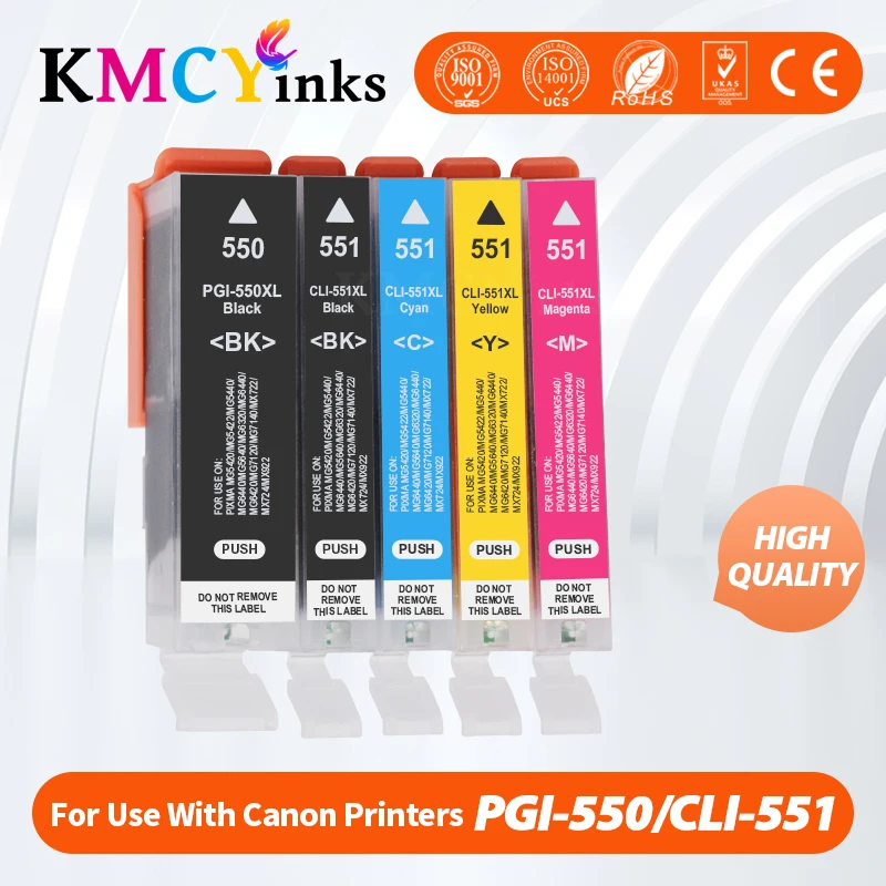 Kmcyink Per Canon Pixma Mx925 Ip7250 Ip8750 Ix6850 Cartucce D'Inchiostro Pixma Mx925 Ip7250 Ip8750 Ix6850 Stampante 5 Colori