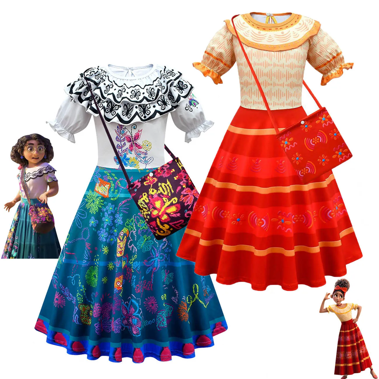 Abiti Encanto Per Bambini Ragazze Mirabel Madrigal Costume Cosplay Fancy Princess Dress Baby Children Carnival Birthday Party Clothing