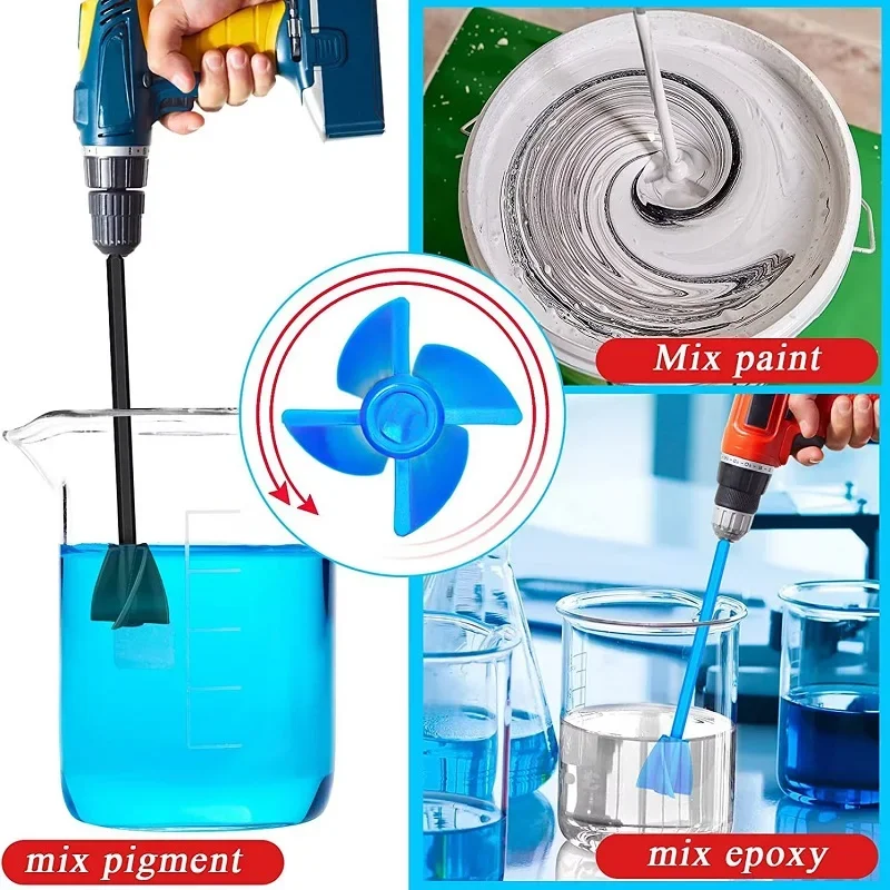 Epoxy Mixing Stick Paint Stirring Rod Putty Cement Paint Mixer Attachment With Drill Chuck For Epoxy Resin Latex Oil Paint