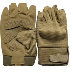 Men's Tactical Touchscreen Sport Gloves - Non - Slip, Breathable Outdoor Gear - M (Half - Khaki)