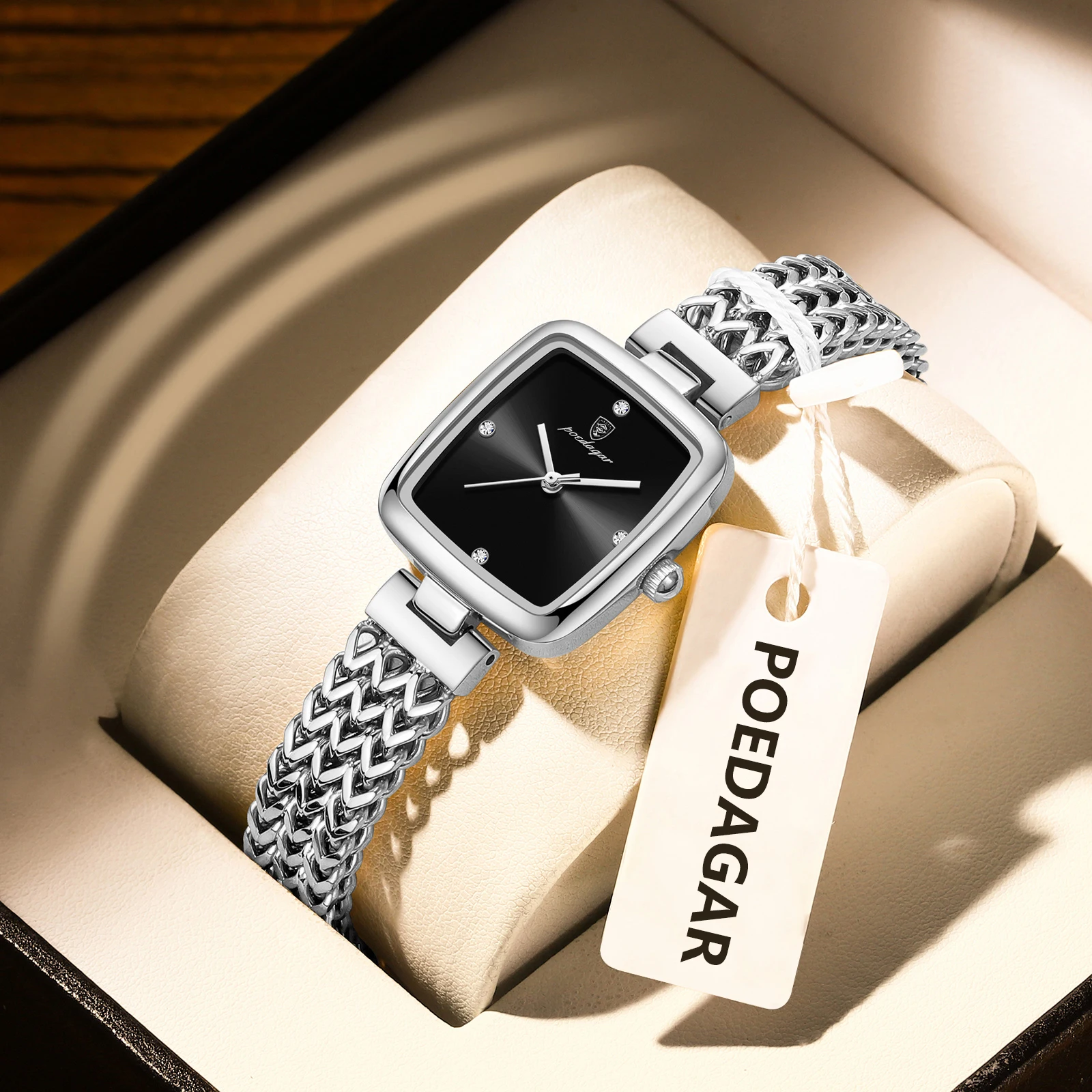 Poedagar Fashion Simple Square Watch For Woman Waterproof Stainless Steel Classic Women Watches Elegant Quartz Ladies Wristwatch, Alina Gadgets