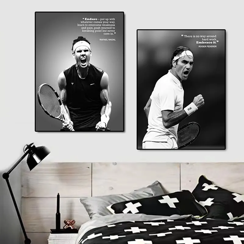

Tennis Stars Inspirational Quotes Canvas Poster Sporty Wall Art Decor for Living Room