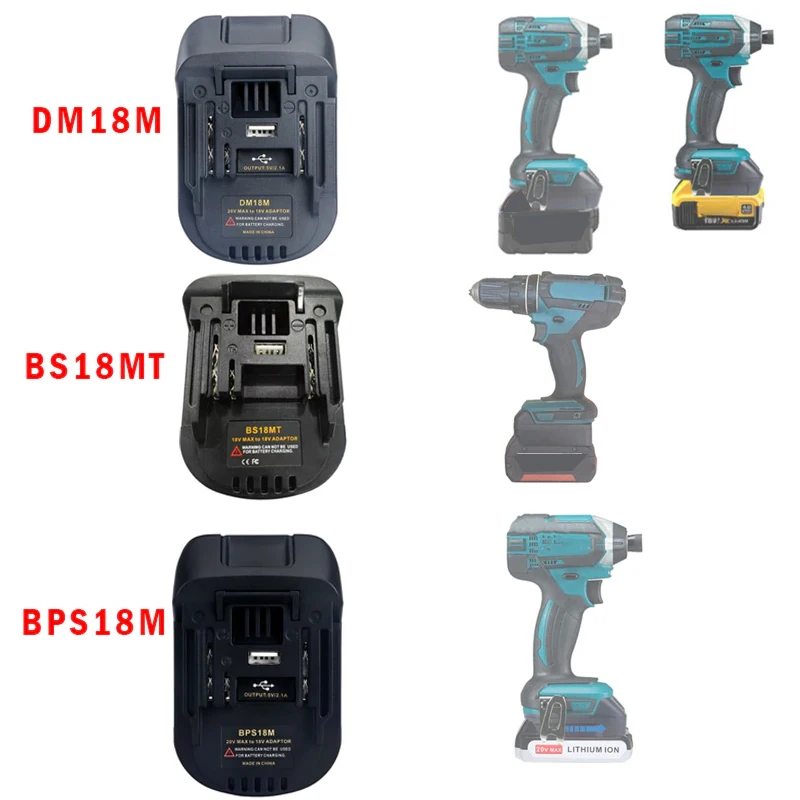 Bateria Adaptador para Porter Cabo Milwaukee Dewalt Bosch 20v Bateria para Makita 18v Ferramenta Substituir 18v Bateria Bps18m Dm18m Bs18mt