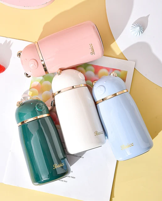 380ml Cute Kawaii Thermos Bottle Double Wall Stainless Steel