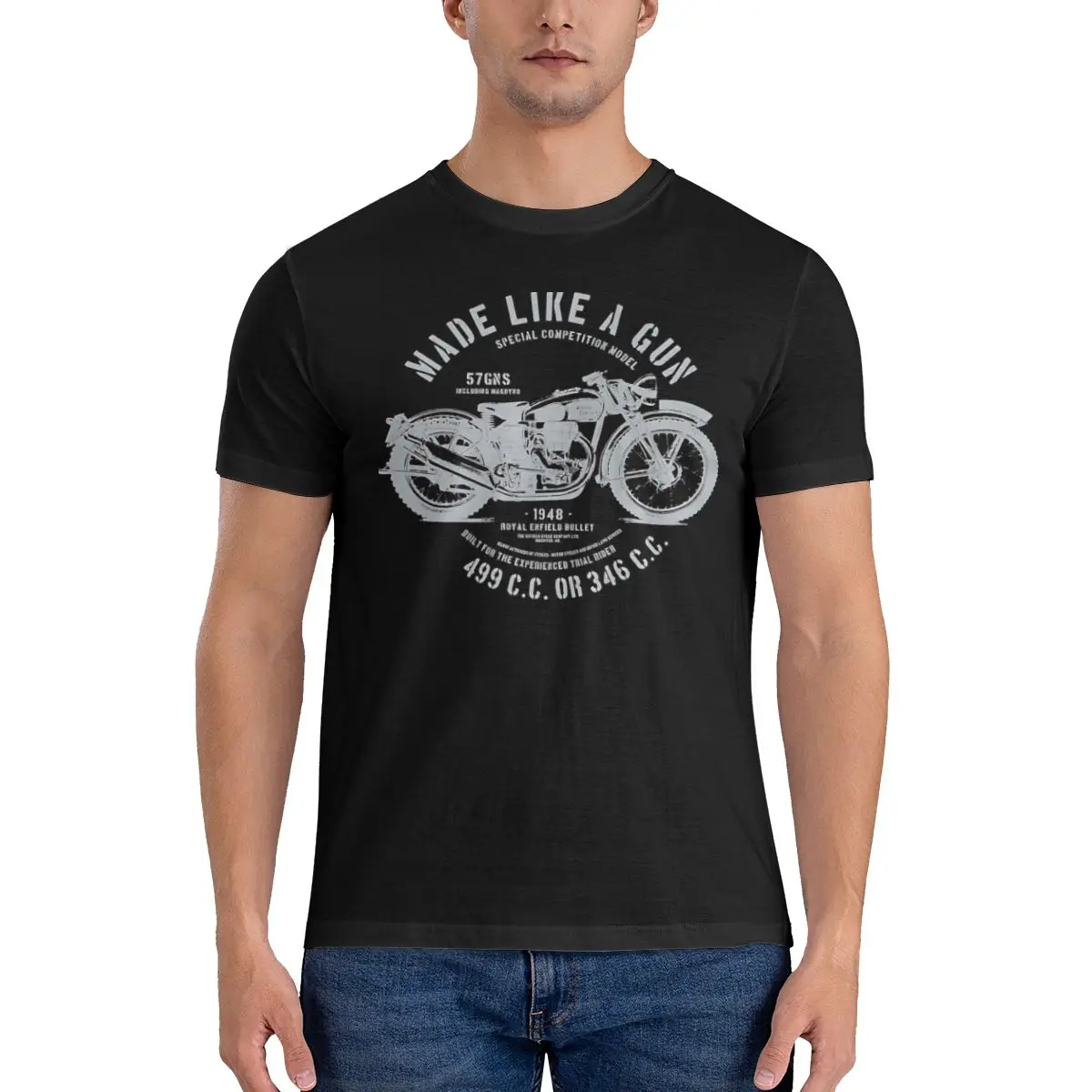 Magliette Enfield Bullet 1948 Da Uomo R-Royal Enfield Moto Cotton Top T-Shirt Girocollo Manica Corta Vintage T-Shirt Estiva