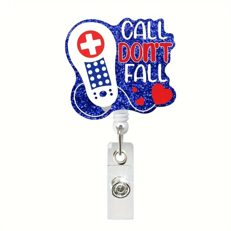 1 Piece Glitter Retractable Nurse Badge Reel Anime Coffee Blood Bag Rainbow Doctor ID Card Holder Keychains Lanyard