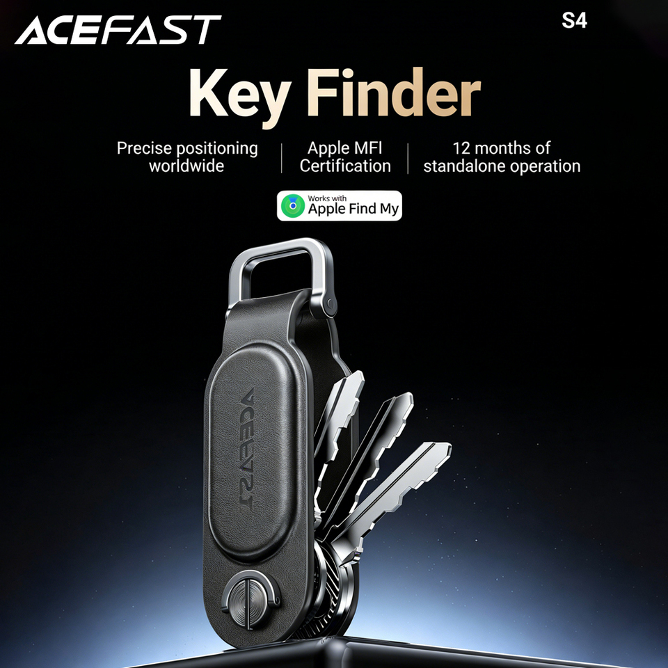  ACEFAST Anti Lost Tracking Locator Keychain For Apple Find My PU Leather Locate Suitcase Keys Bag Proactive Anti-Loss Function