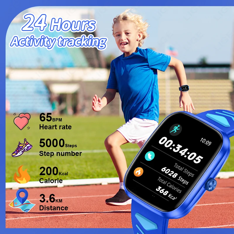 LIGE Kids Games Smart Watch For Age 5-12 Kids Gifts Music Player Pedometer Children SmartWatch Waterproof Child Clock Watches