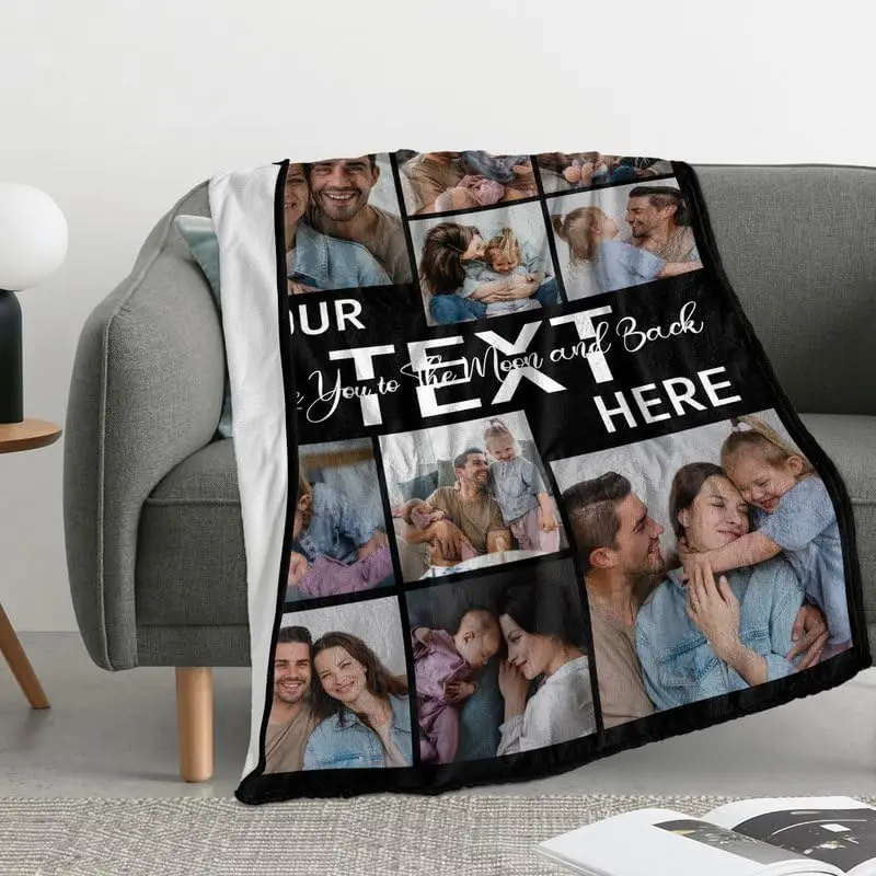 Custom Blanket With Photo Text Personalized Blanket Custom Gift Blanket Soft For Family Friends Father Mother Birthday Wedding 2