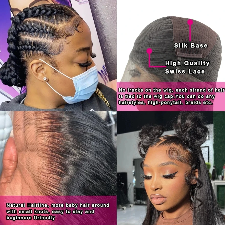 360 Full Transparent Lace human hair wig Brazilian Bone Straight 13x4 13x6 HD Lace Front for women