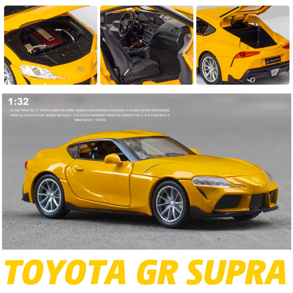 1/32 Toyota GR SUPRA Diecast Alloy Car Model High Simulation Metal Toy With Sound Light Pull Back For Kid Children Collection lego fire truck Diecasts & Toy Vehicles