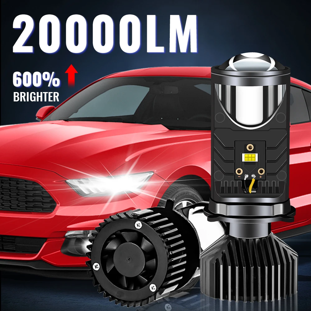 2PCS 90W 20000LM Auto Lamp Mini Lens LED H4 Bulbs Headlight Car Motorcycle Dual Projector Len LED Automotive Moto 12V 24V