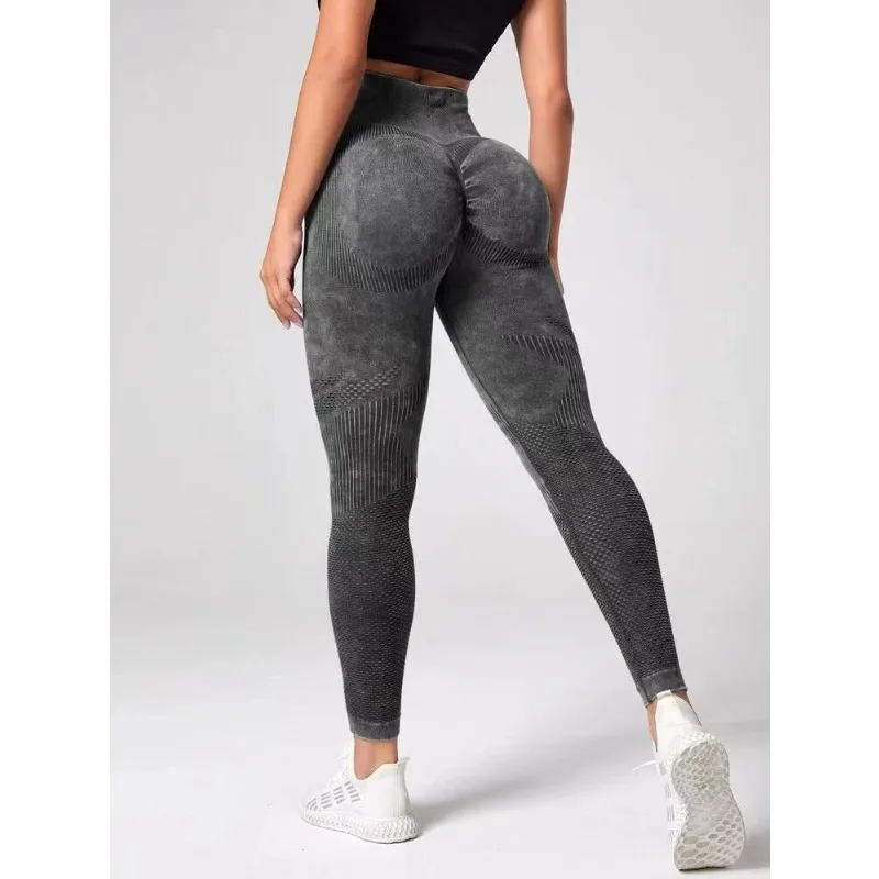 Hollow Out Leggings Women Seamless Slim Tights Frosted Water Washing Fitness Pants High Waist Hip Liftting Stretchy Yoga Pants 1