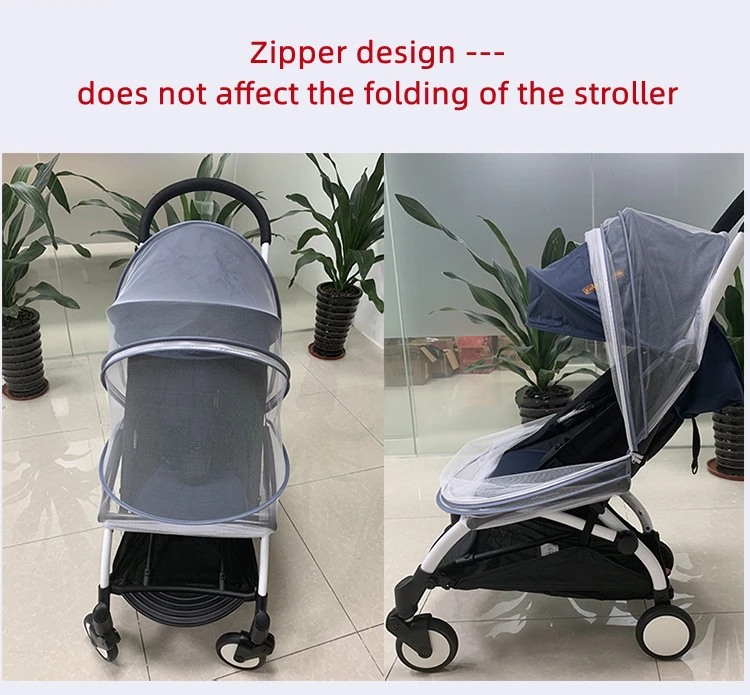 Zipper Type Baby Stroller Mosquito Net Pram Accessories Summer Breathable Insect Shield Mesh Carriage Full Cover Mosquito Net baby stroller accessories gadgets