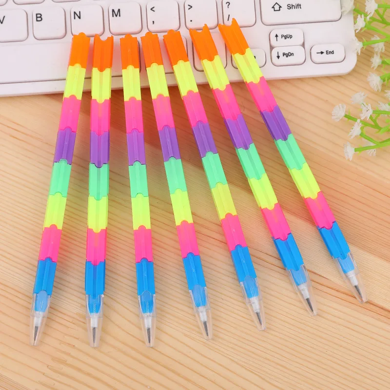 

Colored building block bullet tip pencil, student pen, deformation colored pen
