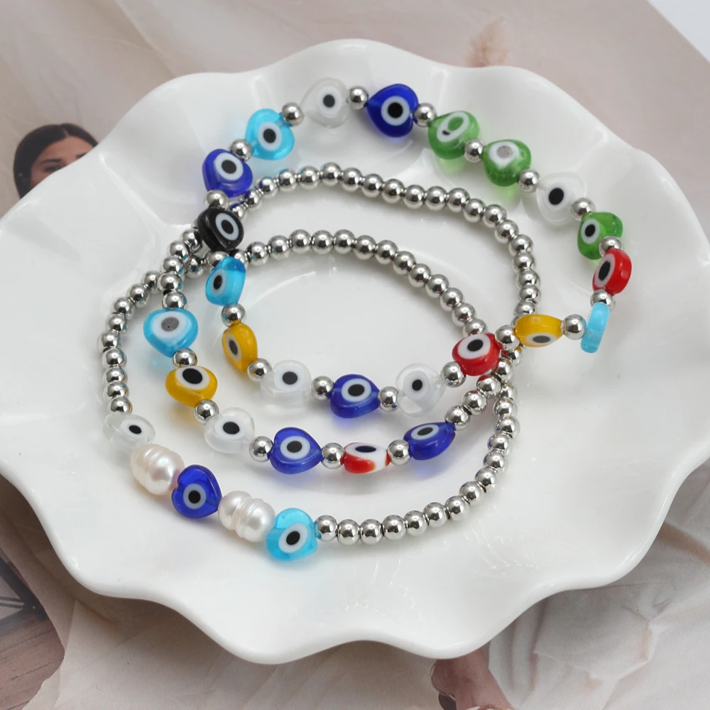 28 Styles Evil Eye Beads Bracelets Kit, Evil Eye Beads for Bracelets (8mm)