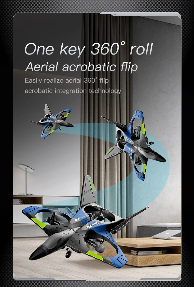 V27 RC Airplane, one key 3600 roll Aerial 3609 flip acrobatic integration technology 