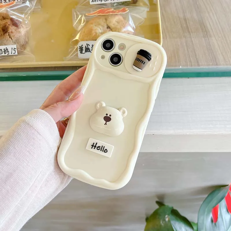 Modni ovitek za zapestje z motivom kavnega medvedka, odporen proti udarcem, za iPhone 15 Pro Max 14 Plus 13 12 11 Pro Max, mehak ovitek za iPhone 14 Pro Max_voghion.com