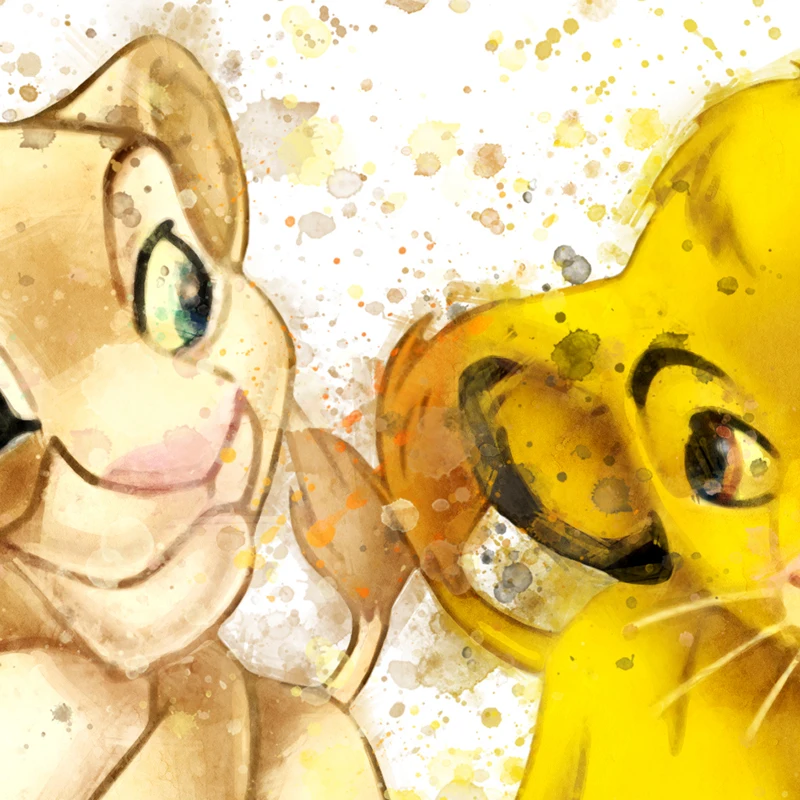 Watercolor Lion King Canvas Art - Cartoon Print