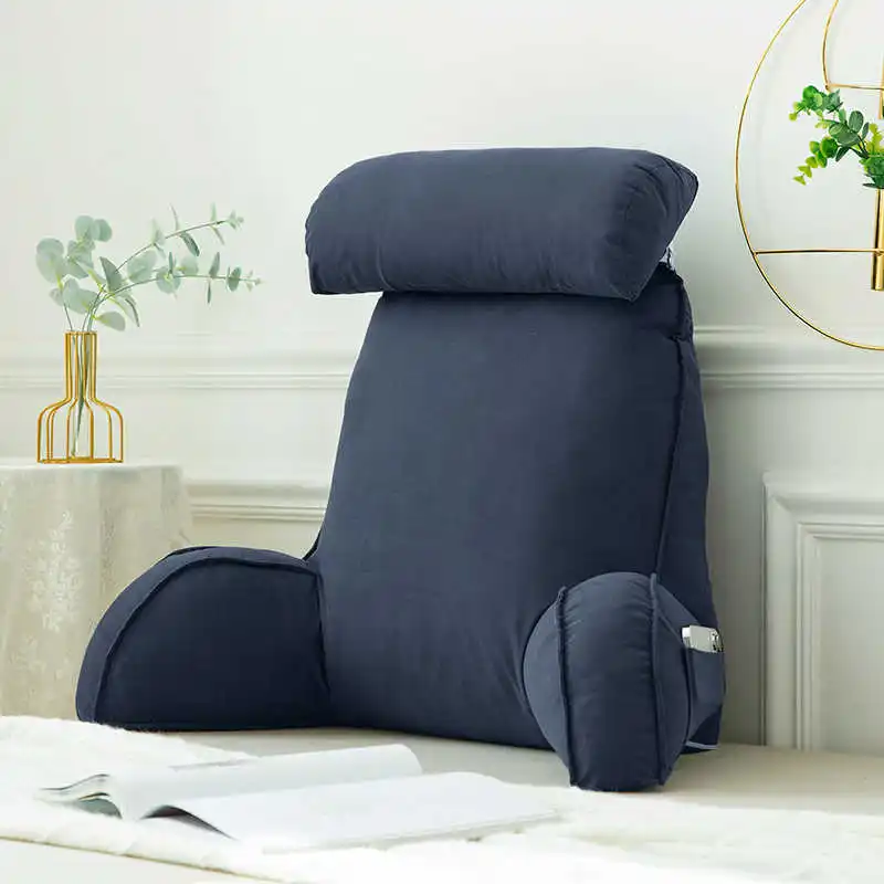 Cuscino Triangolare A Cuneo Per Testiera Letto – Grigio Scuro, 190x20x50 Cm, Con Fodera Rimovibile E Tasche Laterali