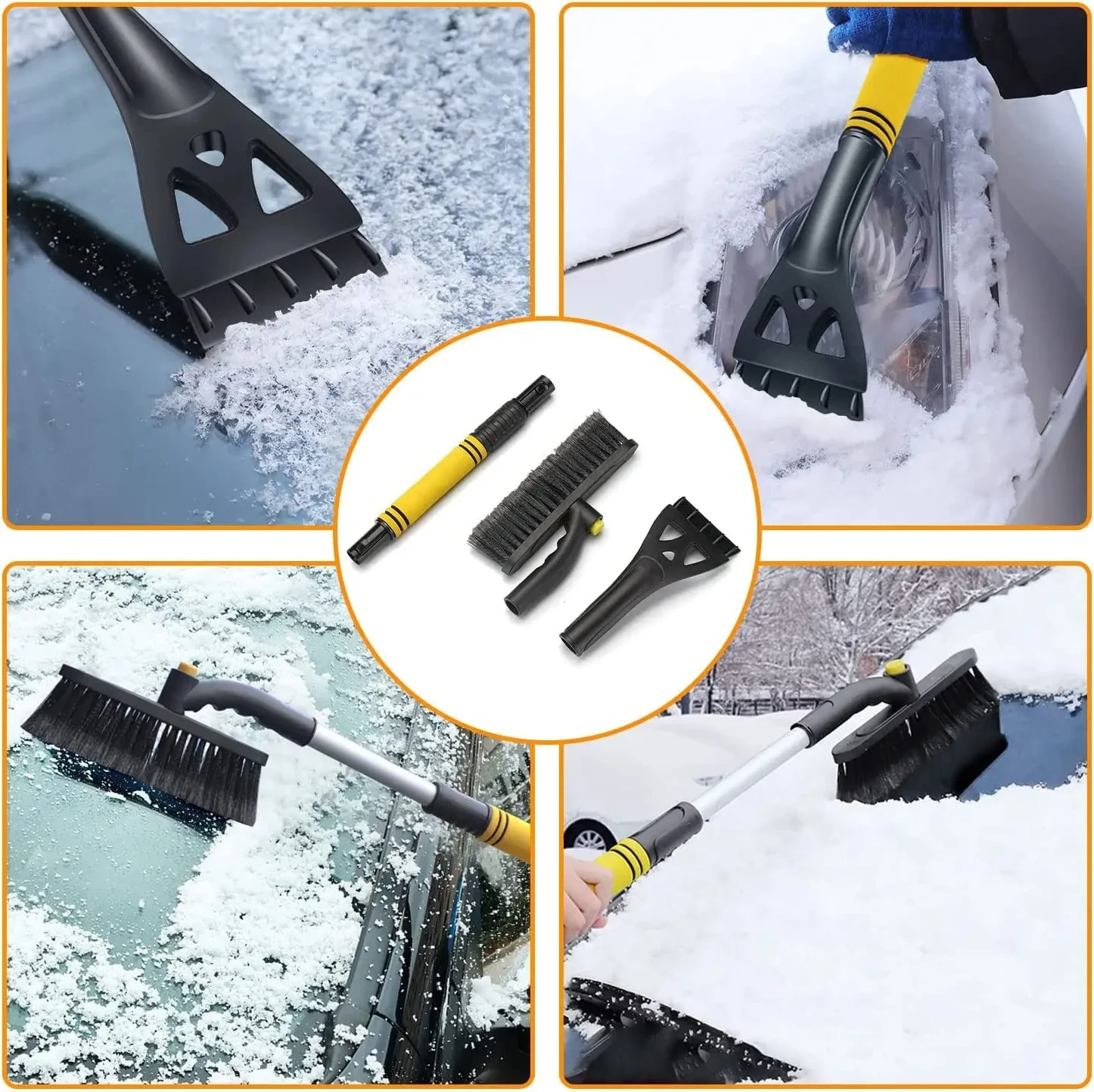 Car 3 in 1Cleaning Brush Adjustable Ice Scraper Brush Car Windshield Snow Removal Cleanin Interior Wash Supply