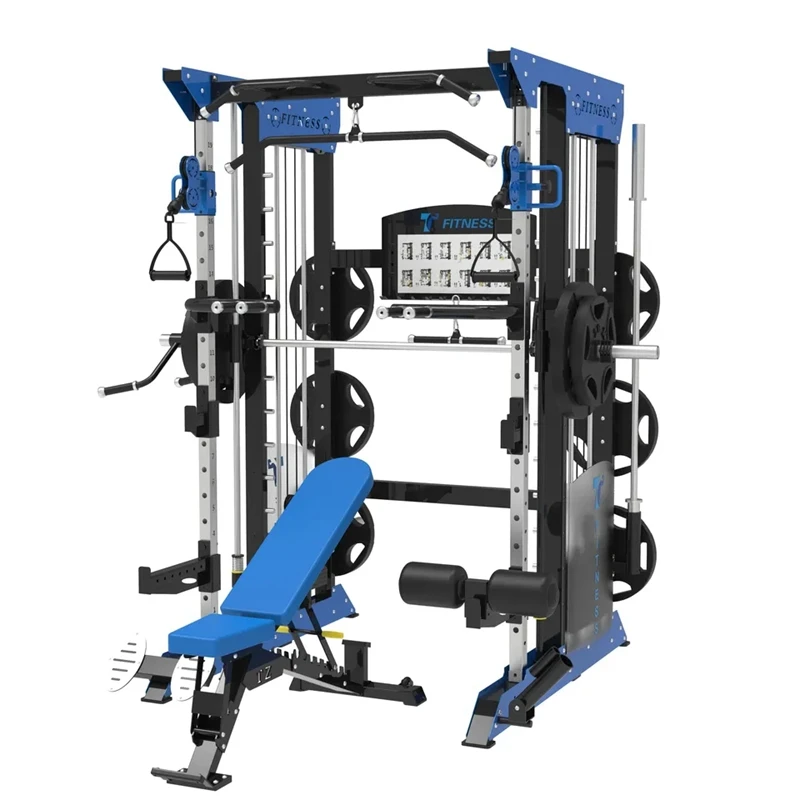 

All In One Smith Machine Lat Pulldown Cable Crossover Commercial Home Gym Club Fitness Center Equipment Trainer Power Squat Rack