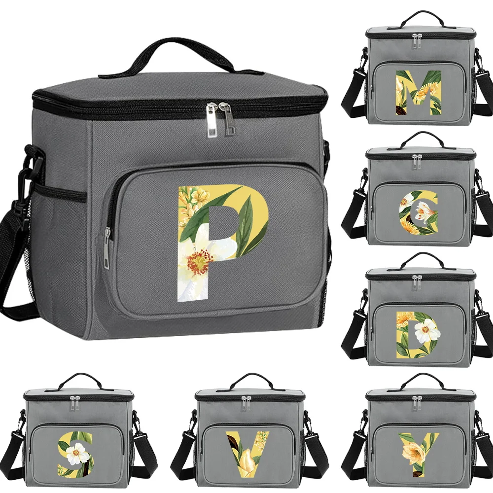 

Lunch Bag Insulated Bags Cooler Box Thermal Storage Lunchbag Camping Shoulder Organizer Handbag for Men and Women Floral Pattern