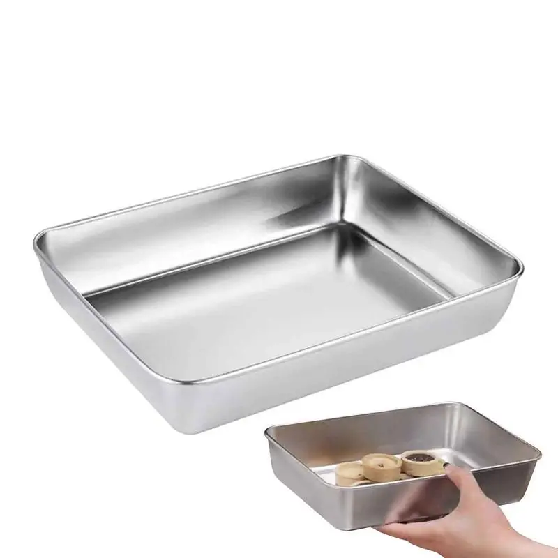 

Stainless Steel Baking Pans For Oven Metal Lunch Container Large Capacity Stainless Steel Deep Plate BBQ Fried Beef Food Tray