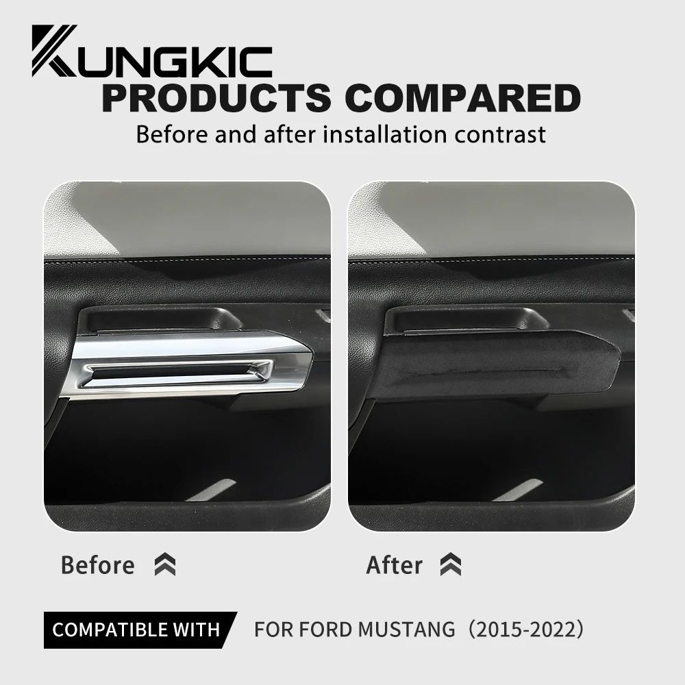 

For Ford Mustang 2015-2020 2021 2022 Turn Fur Door Storage Box Comfortable in the hand Italy Suede+ABS Material 100% Brand New