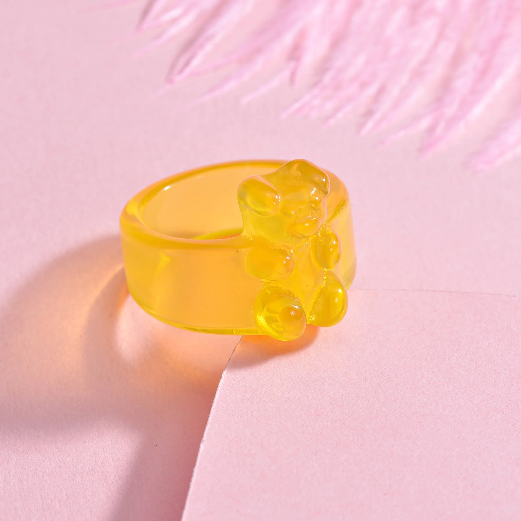 Cute Transparent Gummy Bear Rings for Women Vintage Handmade Girl