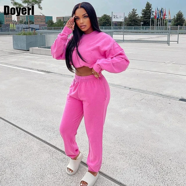 Autumn Two Piece Sweatsuits for Women Set Joggers Sport Cropped