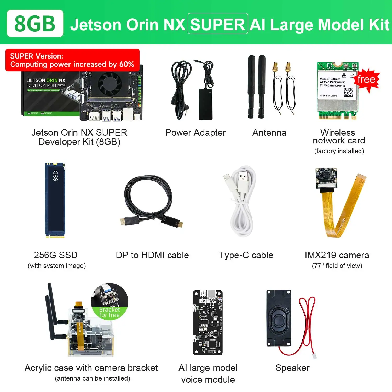 Jetson Orin NX 開発者キット スーパー バージョン 117/157TOPS 計算