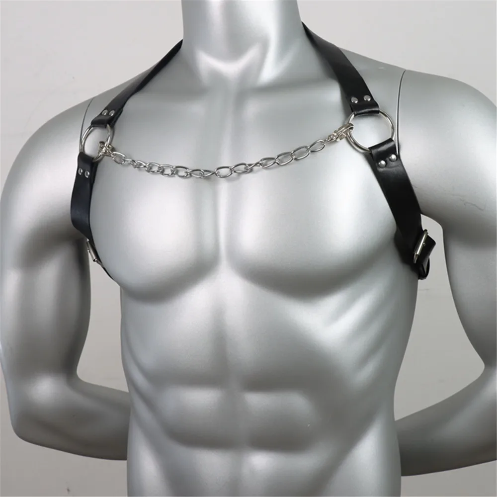 Male Leather Chest Harness Adjustable Rave Gay Clothing BDSM Fetish Full Body Harness Belt Strap for Sex leather chest harness