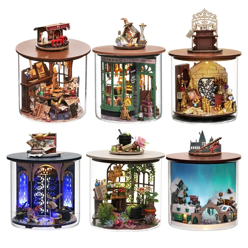 

Набор кукольных домиков DIY, волшебное 3D деревянное мини сборочное здание с мебелью, книжный домик, вилла, игрушка для девочки, ручная работа, 3D пазл P519