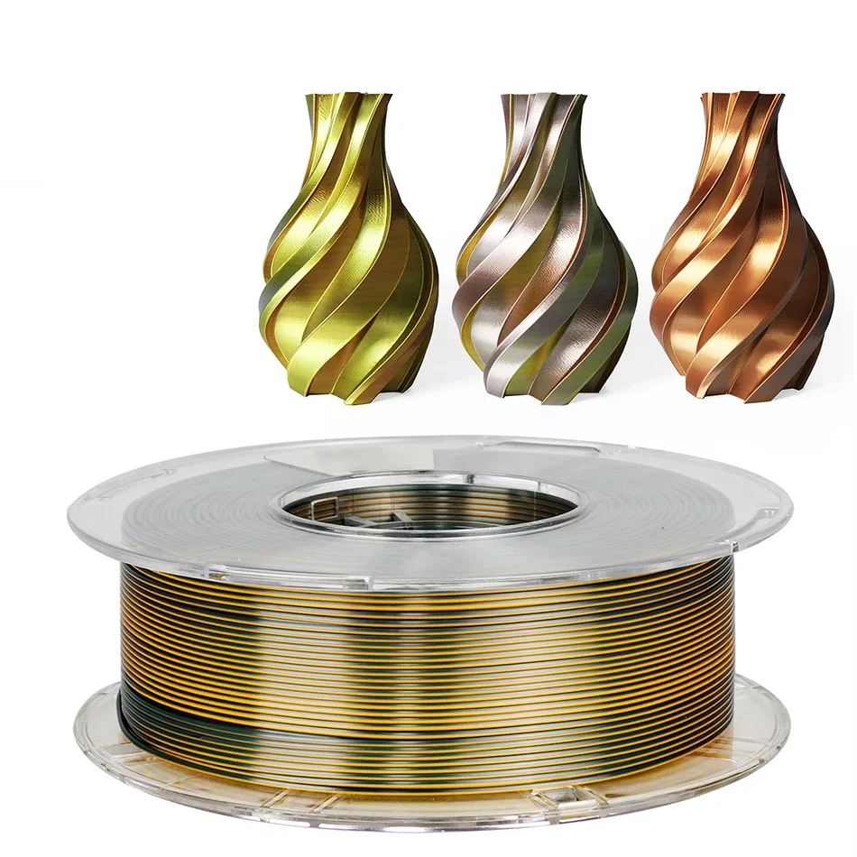 실크 PLA 3D 프린터 필라멘트 승화 제품, 플라스틱 소재, 3D 인쇄 실크 트라이 컬러 pla 95A, 250g, 1.75mm, 0.25Kg
