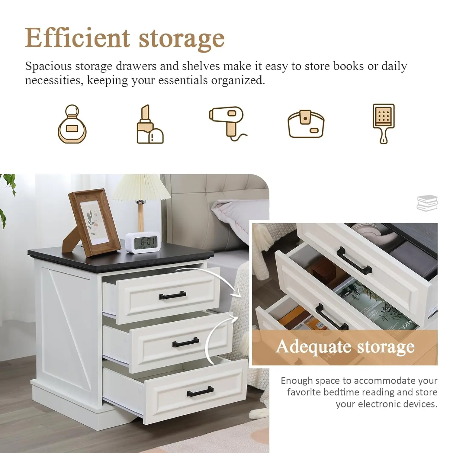 2 or 3 Drawer Nightstand Set 5