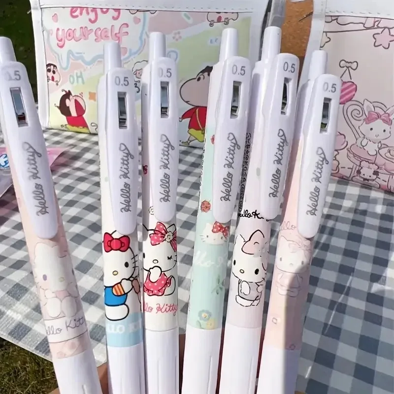 6pcs/lot Sanrio Hello Kitty Gel Pens Kawaii Stationery Black Signature Pen Writing Tools School Office Supplies Toys Gifts