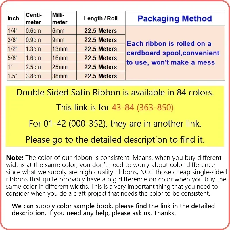 22.5Meters 6/9/16/25/38mm Double Sided SATIN RIBBON Polyester Double Face Silky Ribbon for Eternal Rose (43-84) satin ribbons ribbon supplies satin ribbon polyester ribbon