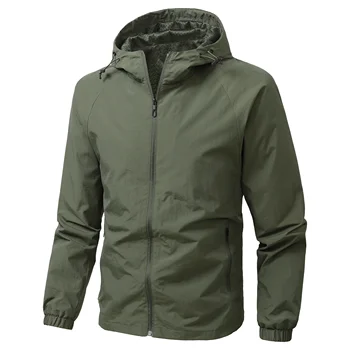 الخريف مقنعين سترة الرجال ملابس العمل معطف رياضي وزرة رقيقة تنوعا عادية مقاوم للماء يندبروف في الهواء الطلق سترات رجالية عادية 4