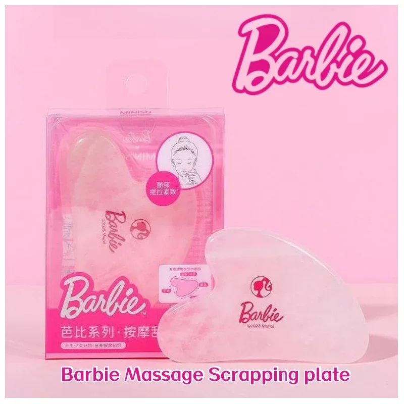 

Anime MINISO Barbie Pink Massage Scrapping Plate Cartoon Girl Body Facial Beauty Scraping Board Cute Portable Massage Tool Gift