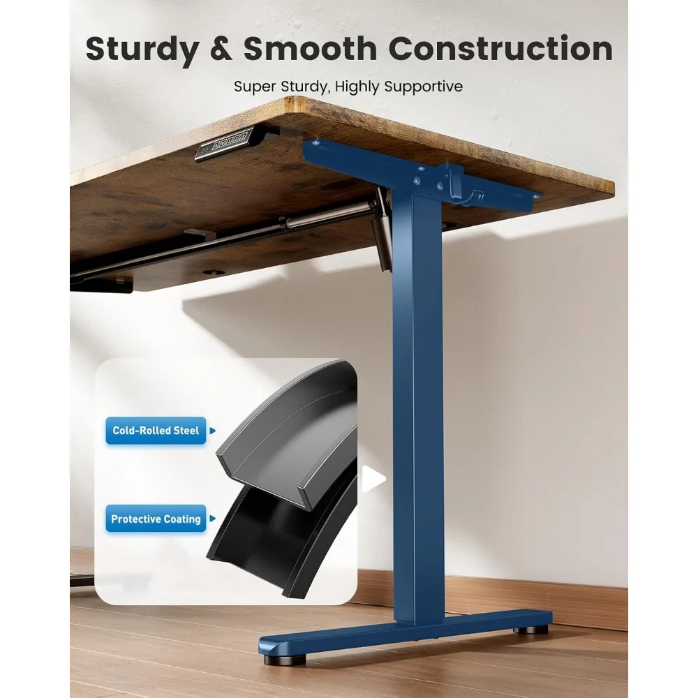 Sit Stand Desk Adjustable Height 48"× 24" Memory Computer Stand Up Desk for Home Office Study Table with Hook, Rustic Brown