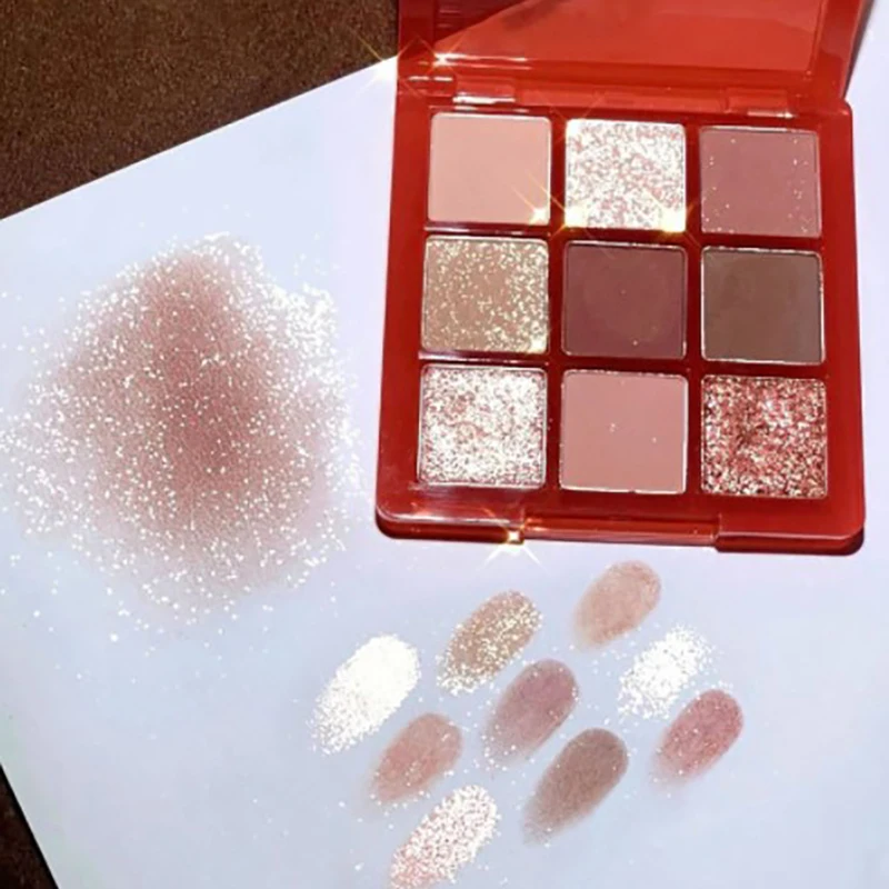 Eye Shadow Eye Shadow Plate 9 Color Eyeshadow Palette Pearlescent Matte Earth Transparent Grid Eyeshadow Nine-color Acrylic Nine Square Peach Charming Makeup