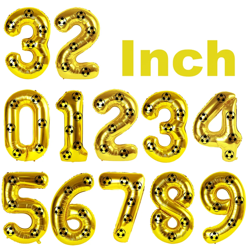 Kinder Fußball Geburtstag Party Dekoration Multi Farbe Nummer 5 Ballon 32 Zoll 5 6 7 8 Digital Ballon Jungen Fußball Sport Party Dekor – Detail 8