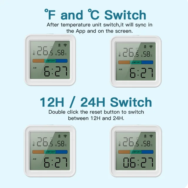 Tuya WIFI Temperature Humidity Sensor Hygrometer Thermometer Smart Home Backlight Smart Life Support Alexa Google Assistant 4