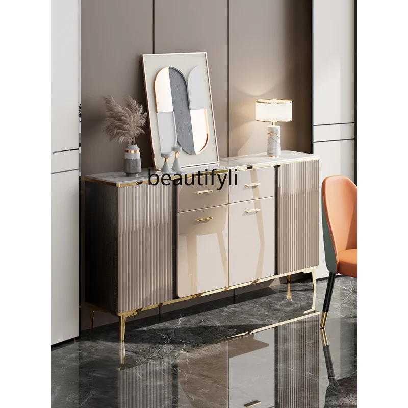 

Ultra-Thin Stone Plate Sideboard Narrow Wine Cabinet Integrated Wall Italian Floor Light Luxury Modern Simple Small Apartment