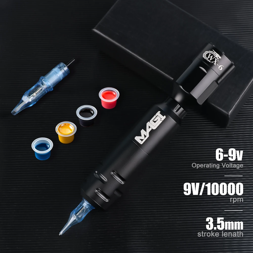 Professional Tattoo Machine Set Rotary Tattoo Pen Digital LCD Wireless Tattoo Power Supply for Permanent Makeup Tattoo Supplies